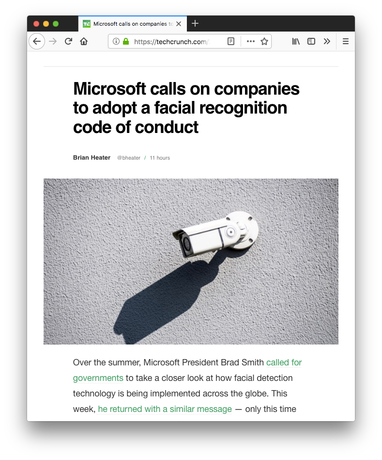 a Techcrunch post page